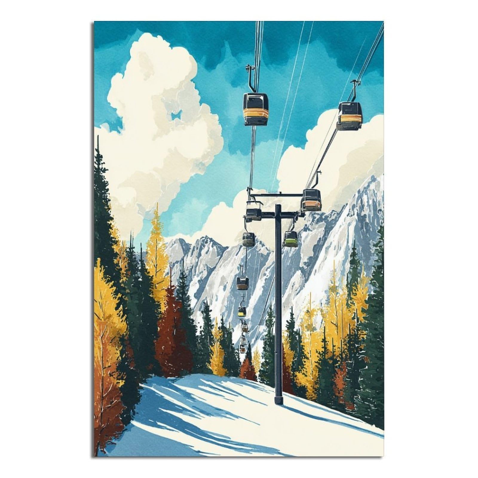iPuzou Aspen Posters 20x30inch(50x75cm) Vintage Watercolor Canvas Art