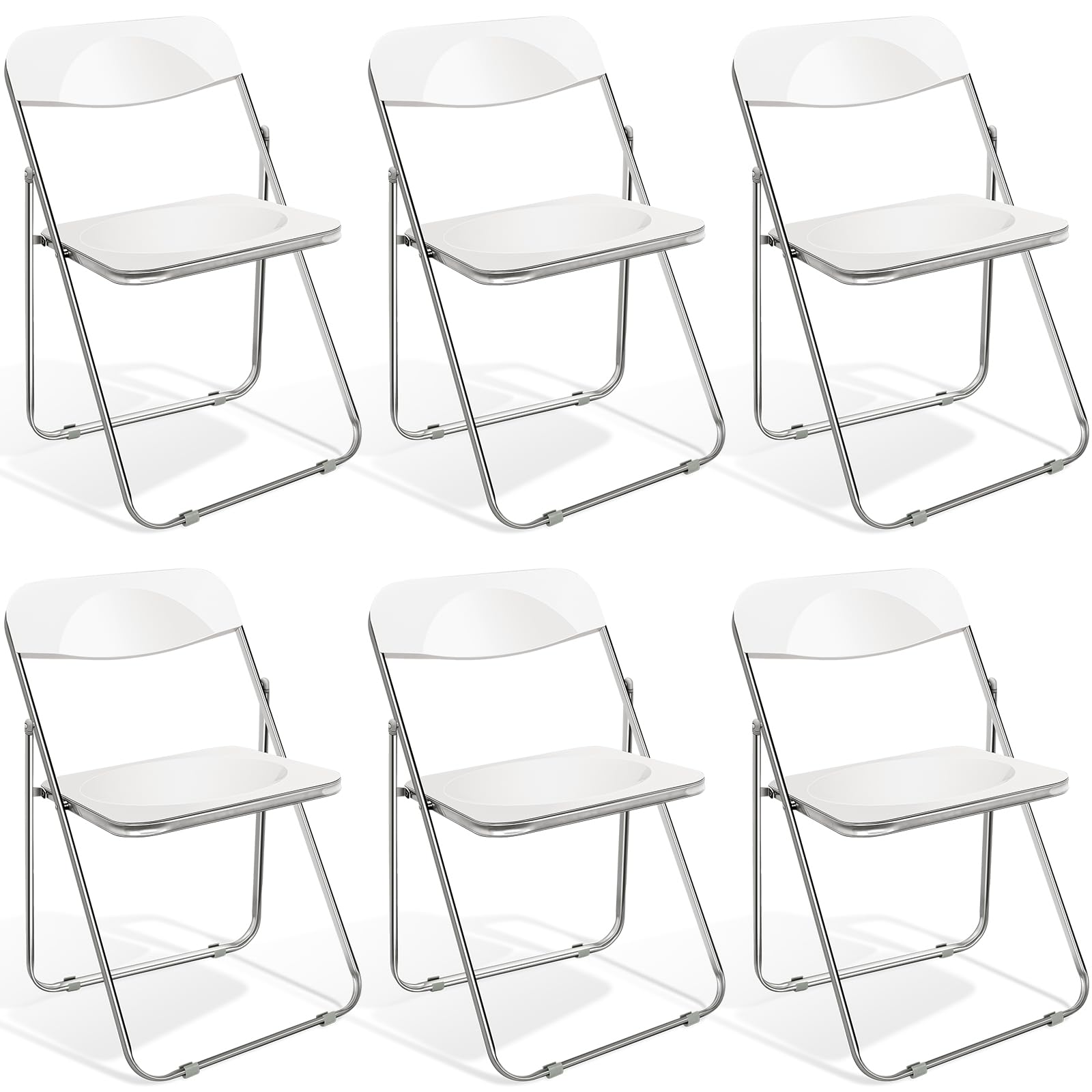 ANVOFONG Juego de 6 sillas Plegables,Sillas Plegables con Estructura de Metal,Cojín de Material PP,sillas Plegables Comedor,Sillas de jardín para balcón,Silla Plegable para Invitados y Eventos Blanco