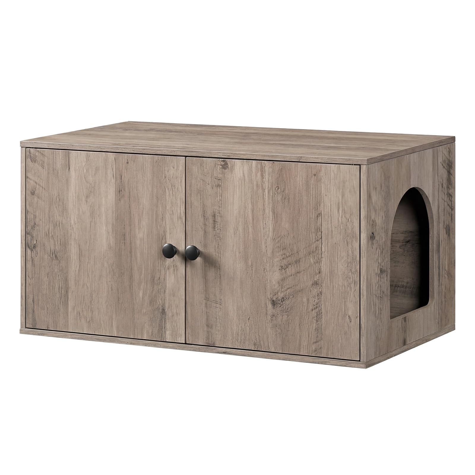 HOOBRO Cat Litter Box Enclosure, Hidden Litter Box Furniture with Side Entry, Litter Box Cabinet, Indoor Cat House, End Side Table, 31.5"L x 17.7"W x 16.3"H, for Living Room, Bathroom, Greige BG40MW01