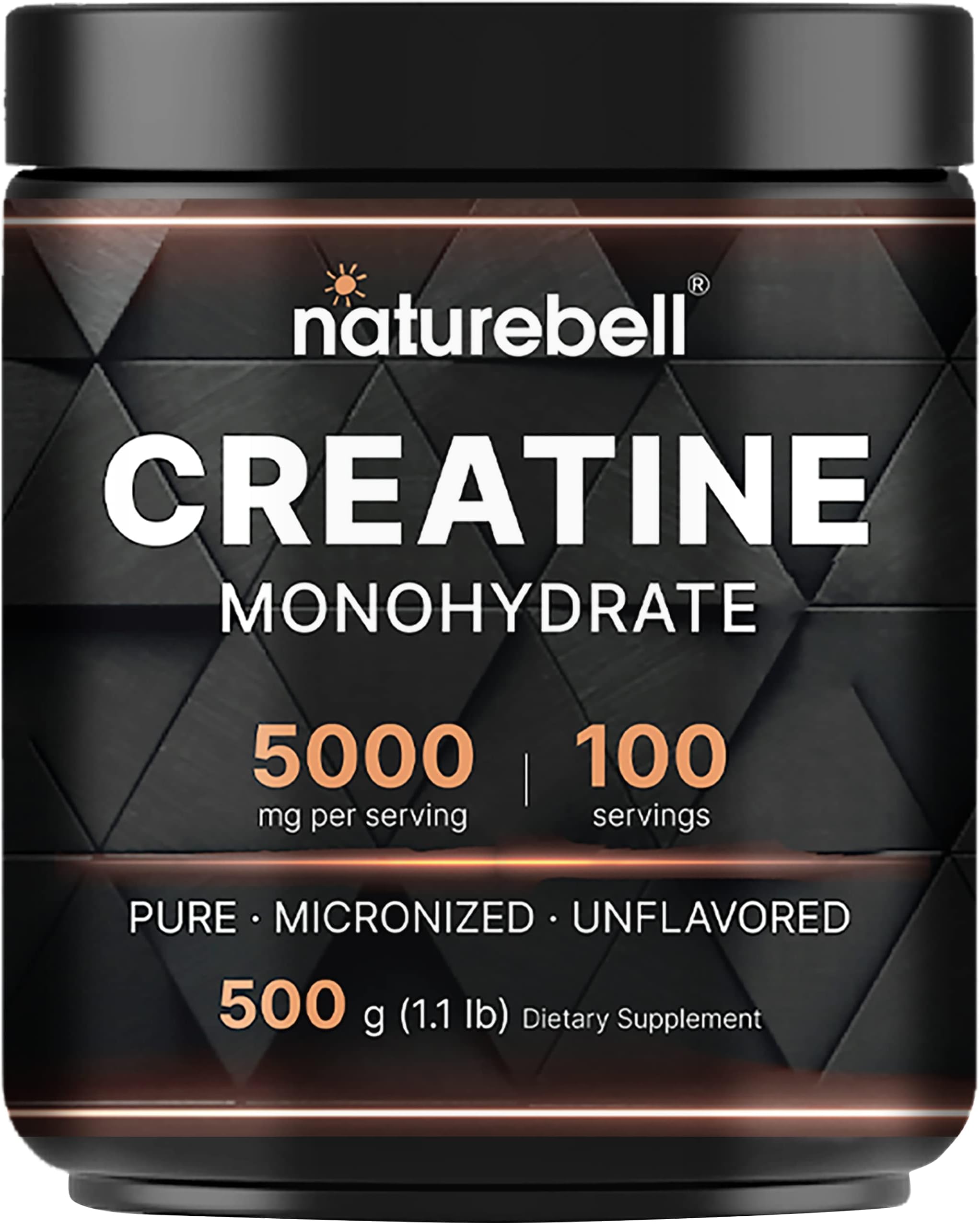 NatureBellCreatine Monohydrate Powder 500g, 5,000mg Per Serving | Micronized, Pure & Unflavored | Pre-Workout Muscle Support | Keto, Vegan, Filler-Free | 100 Servings (1.1 lb)