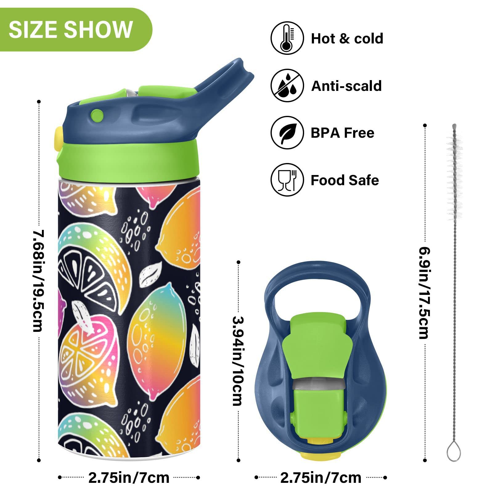 MNSRUU Avocado-Wasserflasche – Isoliert, Edelstahl, 20 Oz (600 Ml), Mit Strohhalm, BPA-frei