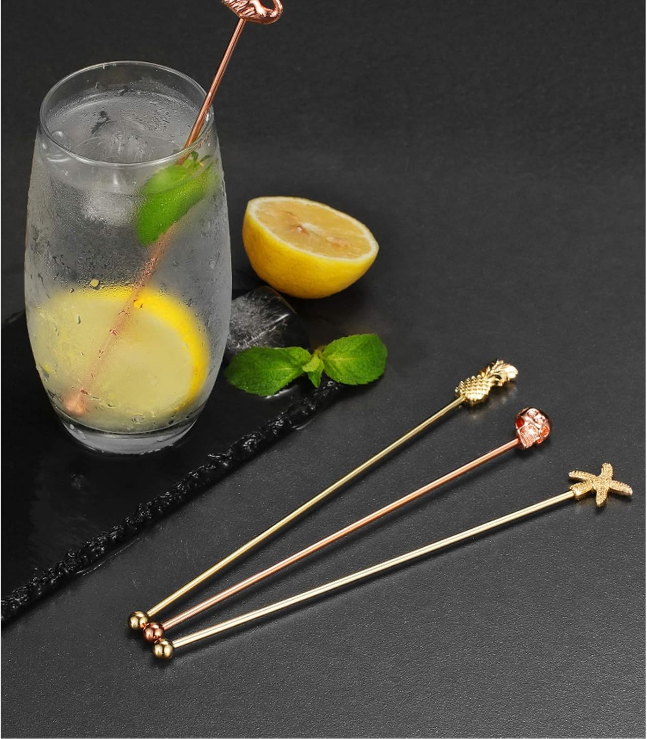 Tablespoons Stainless Steel Coffee Beverage Stirrers Stir，Reusable Creative Flamingo Pineapple Cocktail Bar Party Swizzle Sticks Serving Spoon