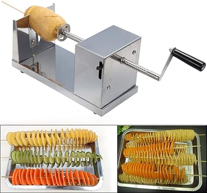 Stainless Steel Potato Slicer, Cutter Machine Twister Curly Spiral French Fry Tornado Manual Twisted Potato Slicer Spiral Vegetable Cutter French Fry