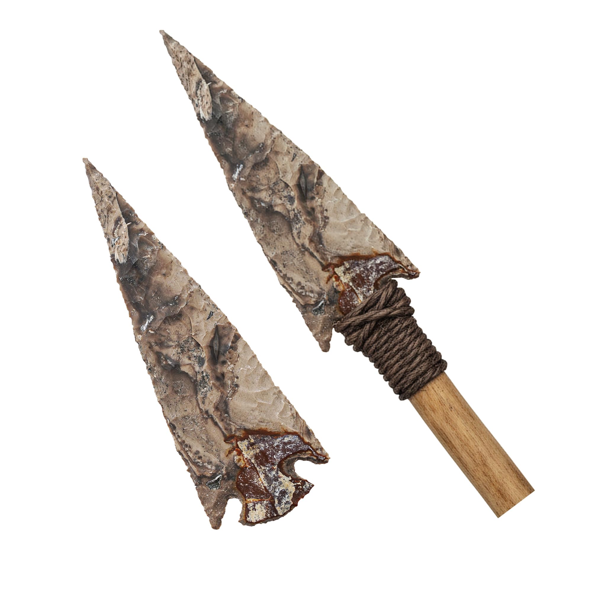 Lord of Battles Medieval Flint Arrowhead (1"-10" Crystal and Healing Stone Flint Rock Arrow Heads for DIY Project Craft Point Jewelry Making (Set of 2, 5")