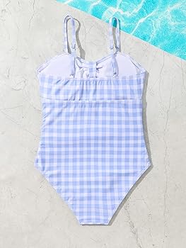 スカート MY SWEET GINGHAM CHECK ONE-PIECE Ruched Tie-shoulder One-piece Swimsuit In Classic Gingham