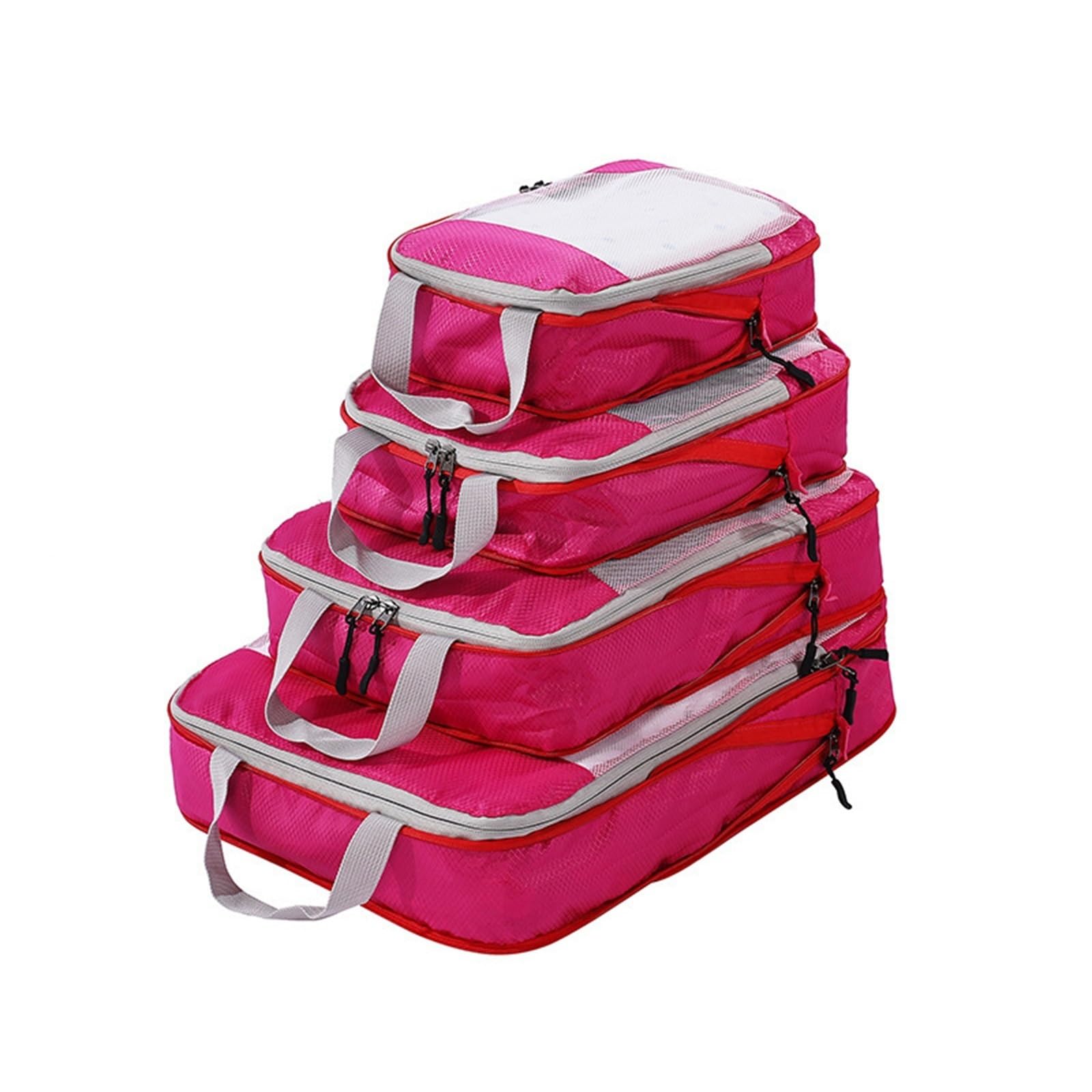 Organizzatori da Viaggio a Compressione Packing Cubes Confezione da 4 Sacchi da Viaggio Set Organizzatore Valigia a Compressione Ultraleggero Organizzatore Espandibile for Bagaglio a Mano(Pink)