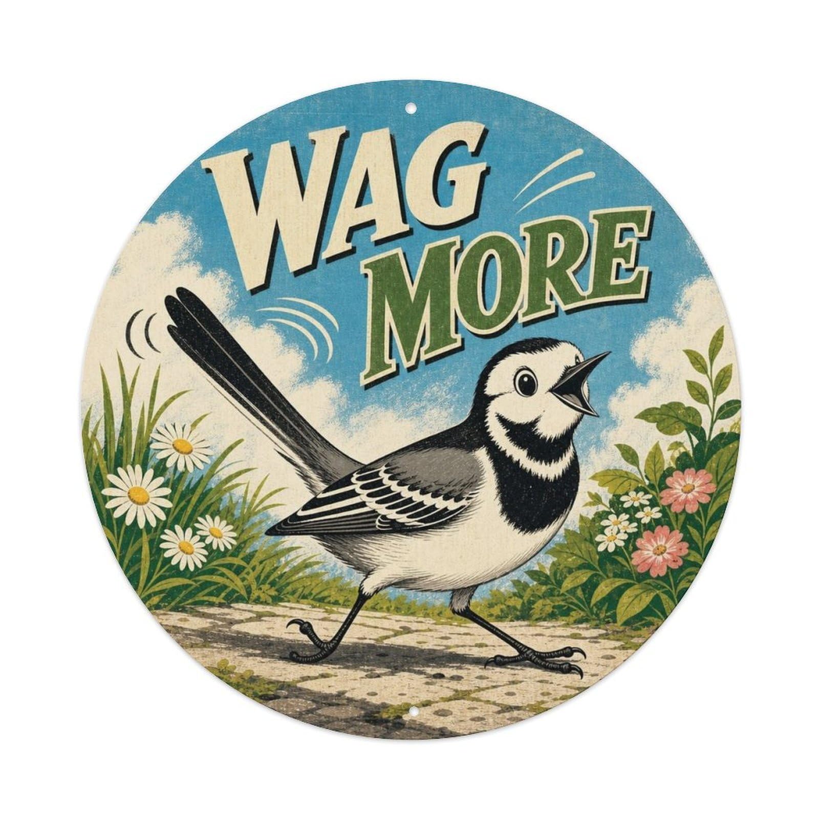 Okngb Style Wagtail Meme Humor Comic Bird Sticker Vintage Metal Tin Sign Plaque Wall Decor For Cafe, Man Cave, Club Bar, Office, Home Garden Round Metal Poster 8X8inch