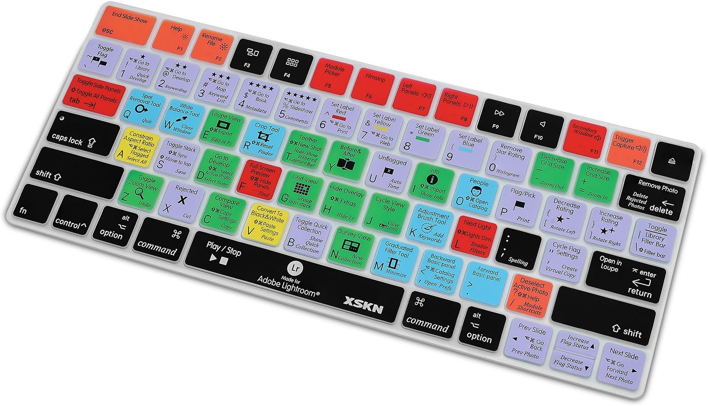 XSKN Magic Keyboard Lightroom Shortcut Keyboard Cover, XSKN Durable LR Hotkeys Silicone Keyboard Skin for Apple Magic Keyboard MLA22LL/A, US version