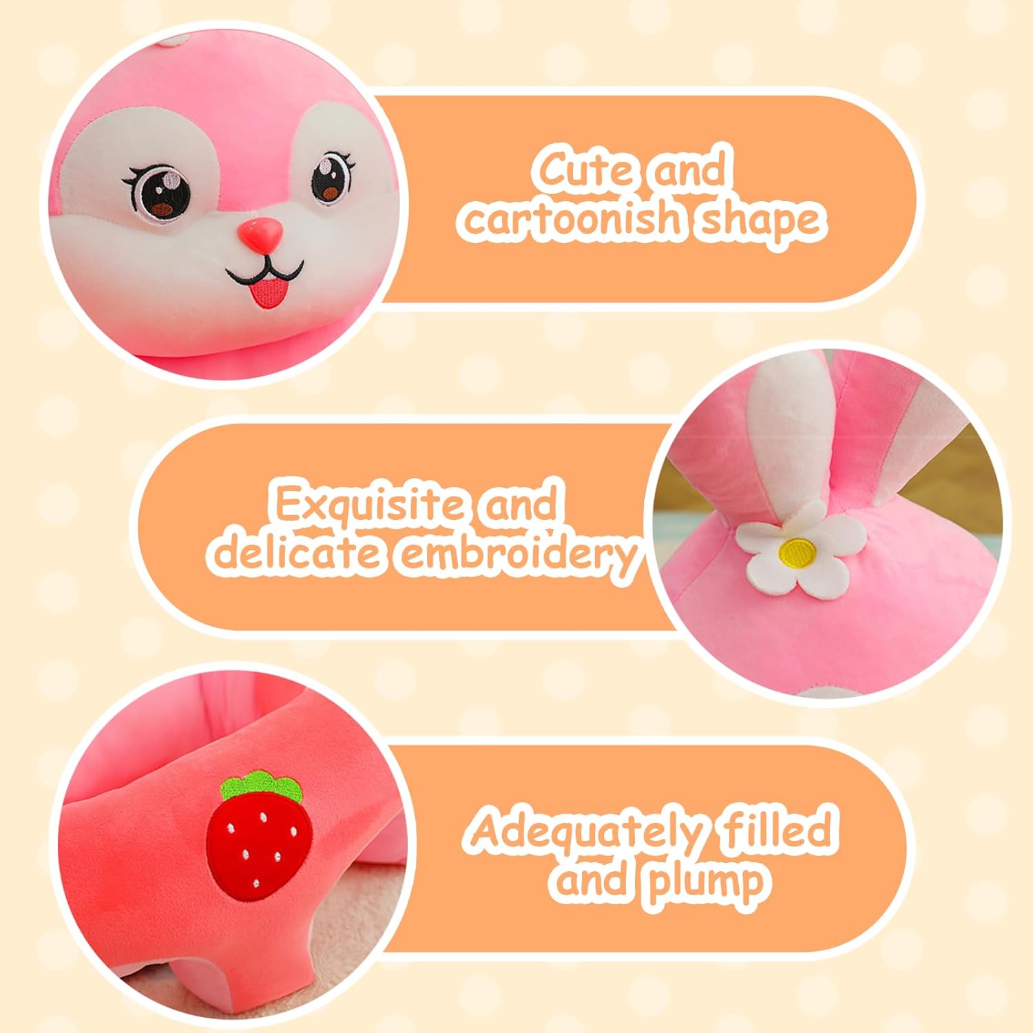 Baby Seat for 3-24 Month, Infant Back Support Learn to Sit Chair, Plush Cartoon Animals Baby Sofa, Toddler Floor Seater for Sitting Up, Portable Sit Me Up Activity Seat (Cloud Pink Rabbit)
