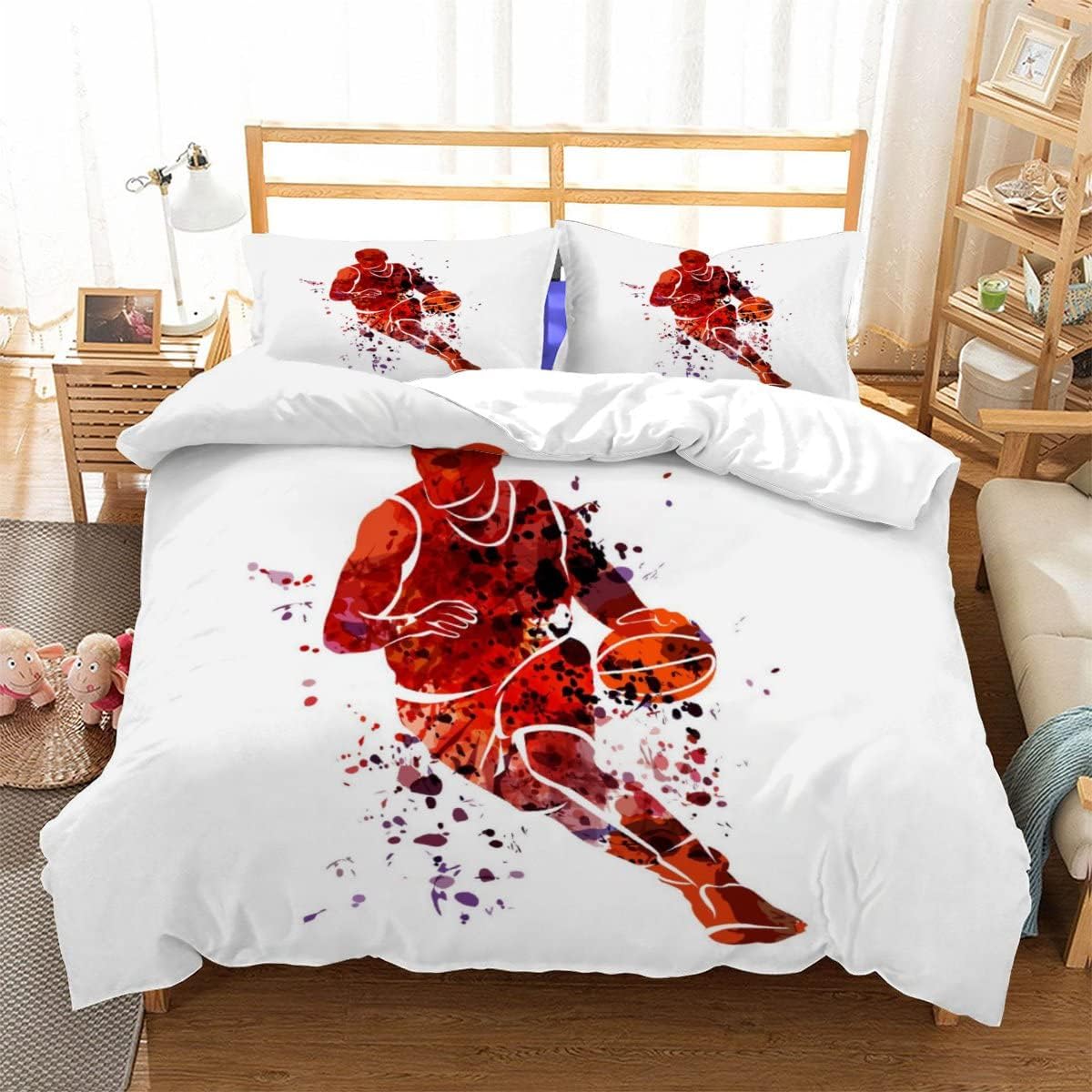 Bedding Duvet Cover 3D Volleyball Printed Quilt Duvet Cover with Zipper Closure, Soft Microfiber Bedding Colorful Home Decoration（180X220Cm）