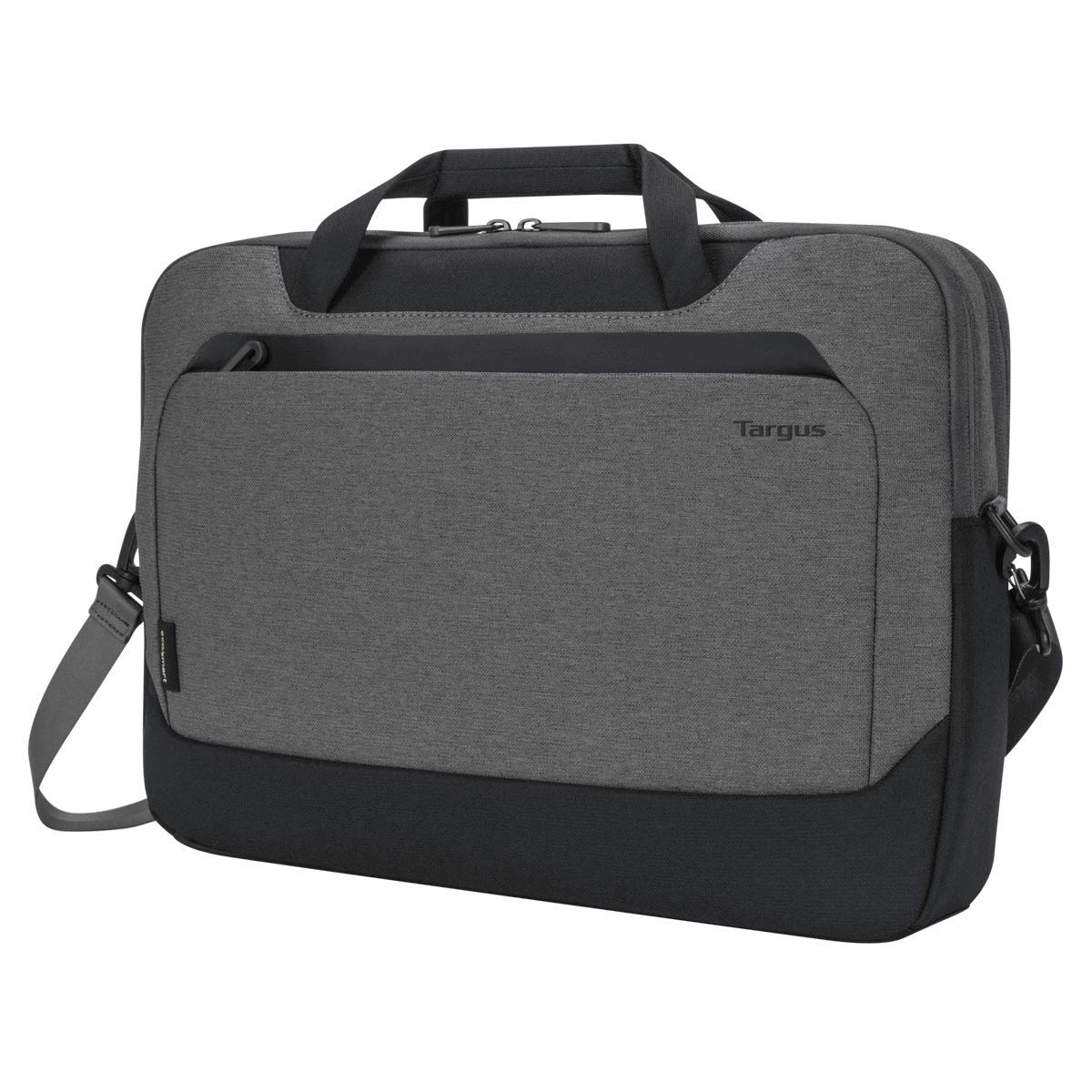 Targus Cypress Maletín con EcoSmart para viajeros de negocios y escuela con 2 compartimentos, correa acolchada para el hombro, funda protectora para portátil de 15.6 pulgadas, gris claro (TBT92602GL)