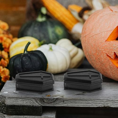 Miniatura 4 de SAFIGLE 10 piezas modelo de ataúd de Halloween mini cajas de ataúd negro para decoración espeluznante del hogar, decoraciones de fiesta de