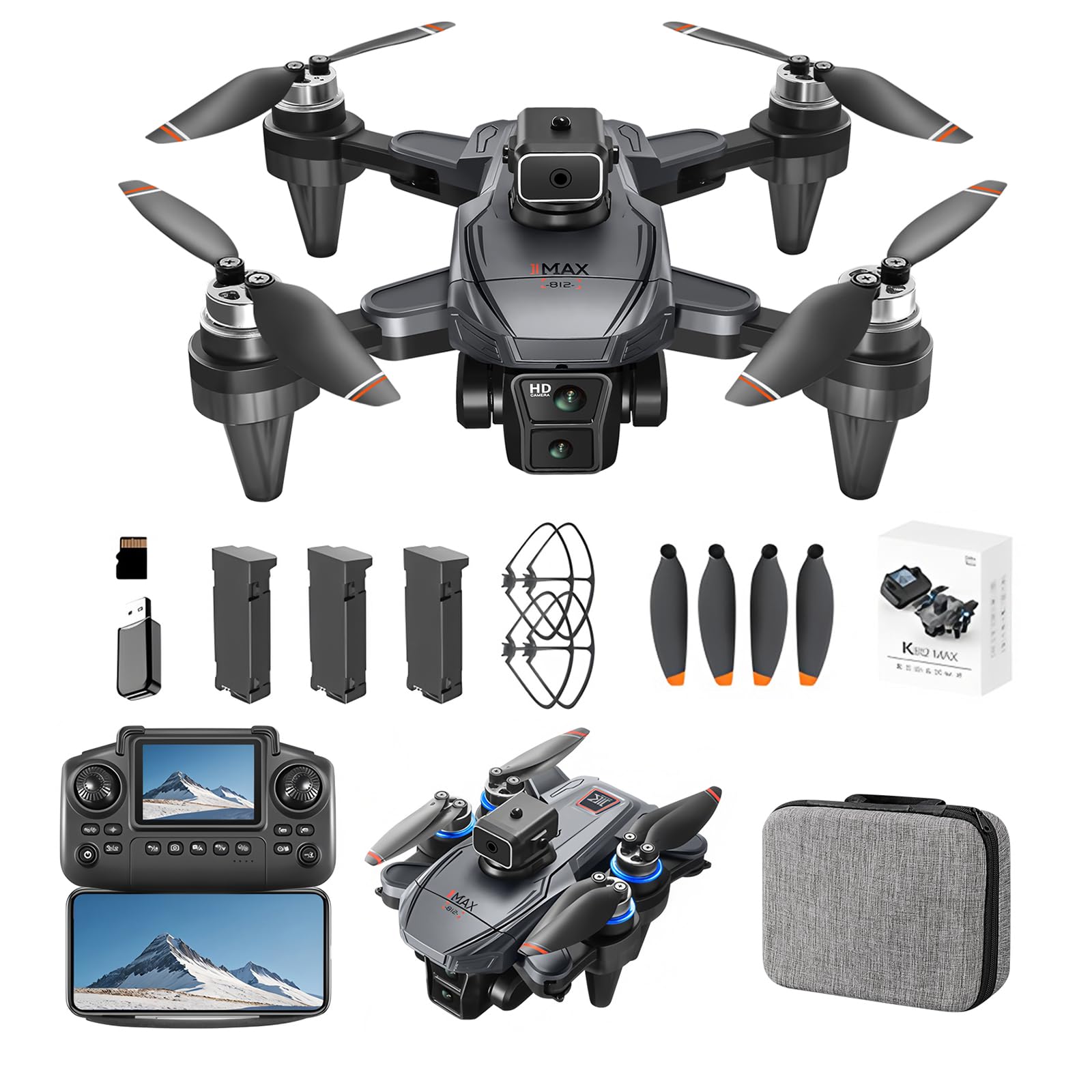 Dron GPS con cámara 4K EIS para principiantes, con función de evitación de obstáculos, control remoto con pantalla, motor sin escobillas, 48 minutos, retorno con un clic