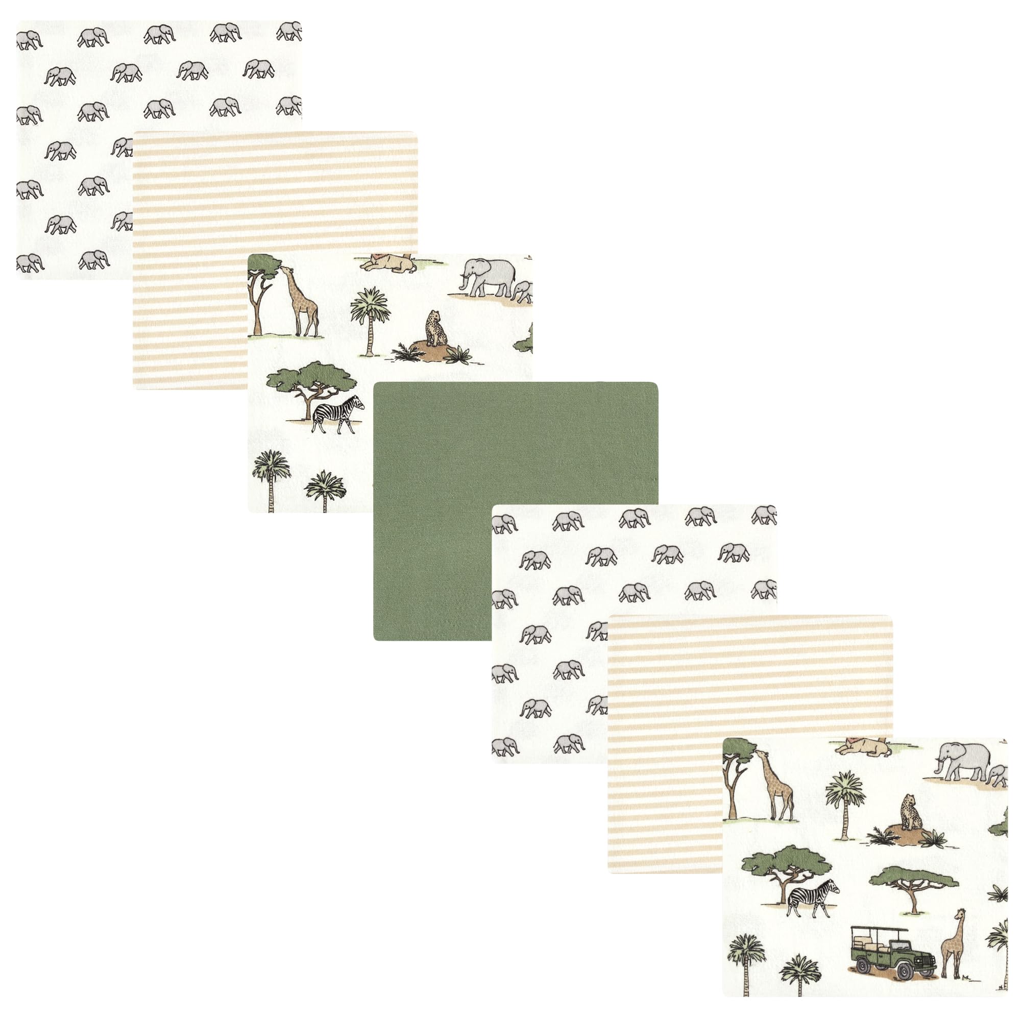 Hudson Baby Unisex Baby Cotton Poly Flannel Receiving Blankets Bundle, Going On Safari, One Size