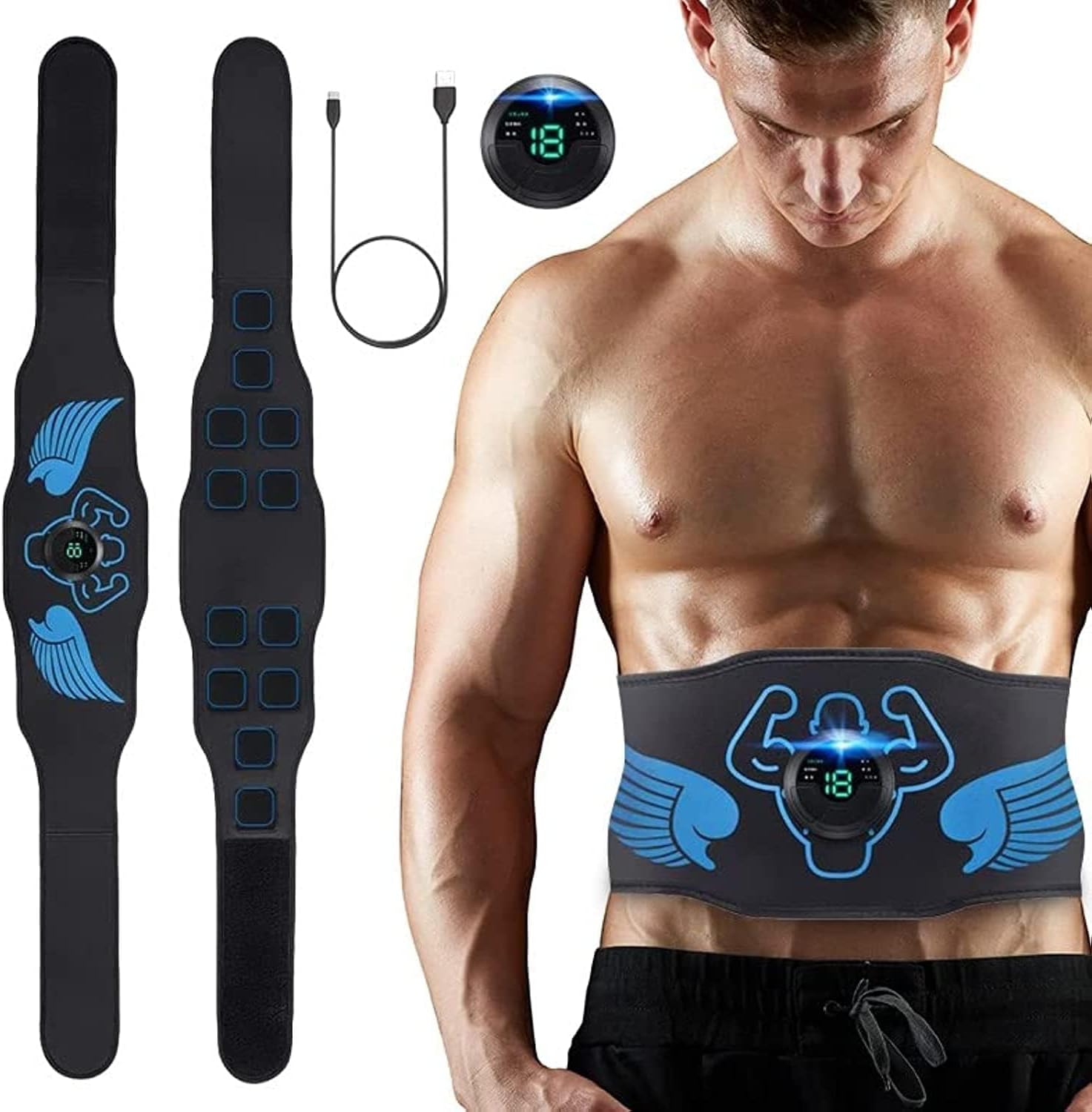 JBMS Electro stimulator for Abdominal, Massage Belts and Electro stimulators Muscle EMS Stimulator ABS Trainer/Toner for Abdomen/Arm/Waist/Legs Home Gym no need for gel or pads
