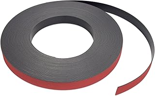 Flexible Magnet Strip with Red Vinyl Coating, 1/32" Thick, 1" Height, 50 Feet, 1 Roll