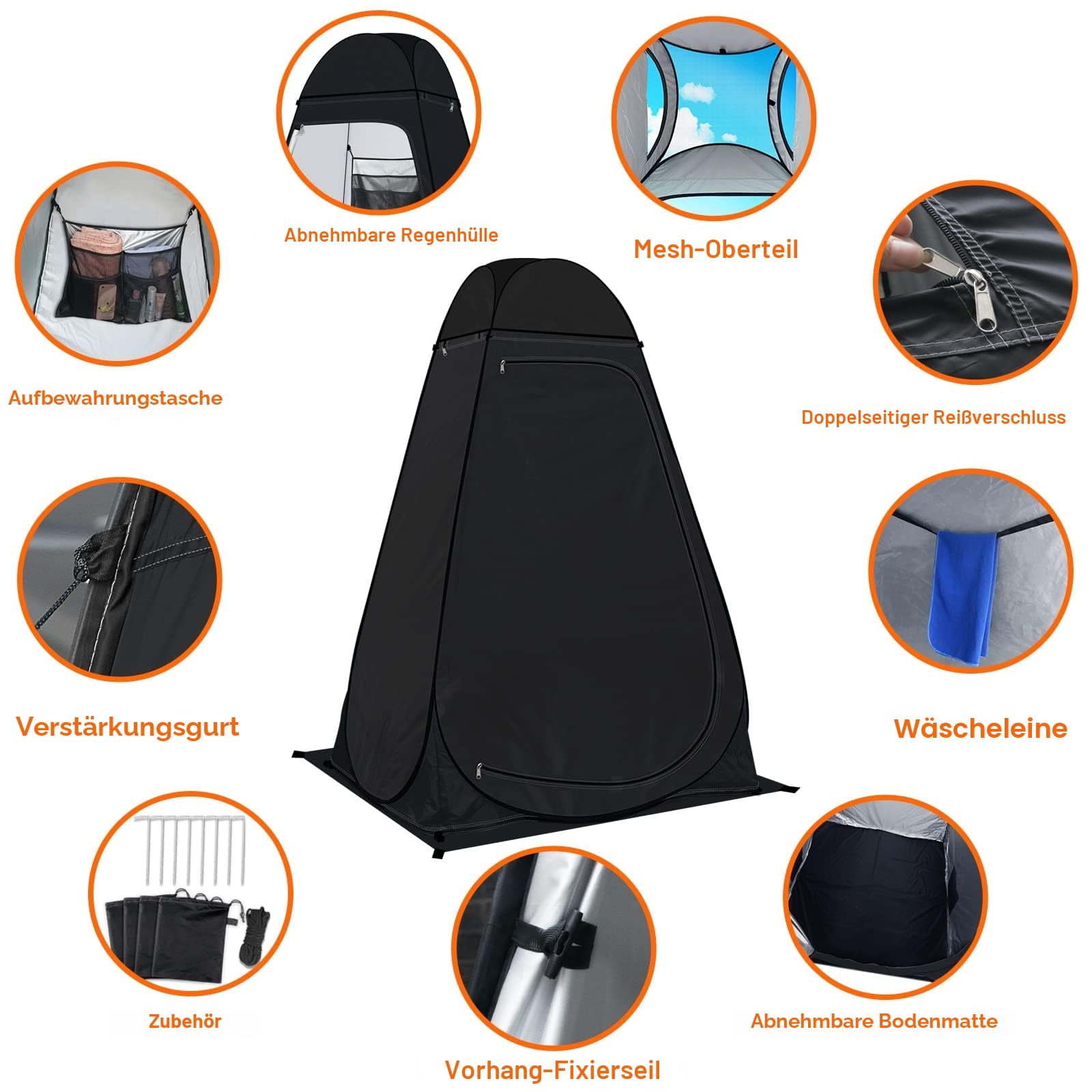 Camping Toilettenzelt riggoo Duschzelt Pop Up Umkleidezelt Privatsphäre Toilette Umkleidekabine Lagerzelt Mobile Outdoor WC Zelt für Camping & Beach, mit Tragetasche(UV 50+)