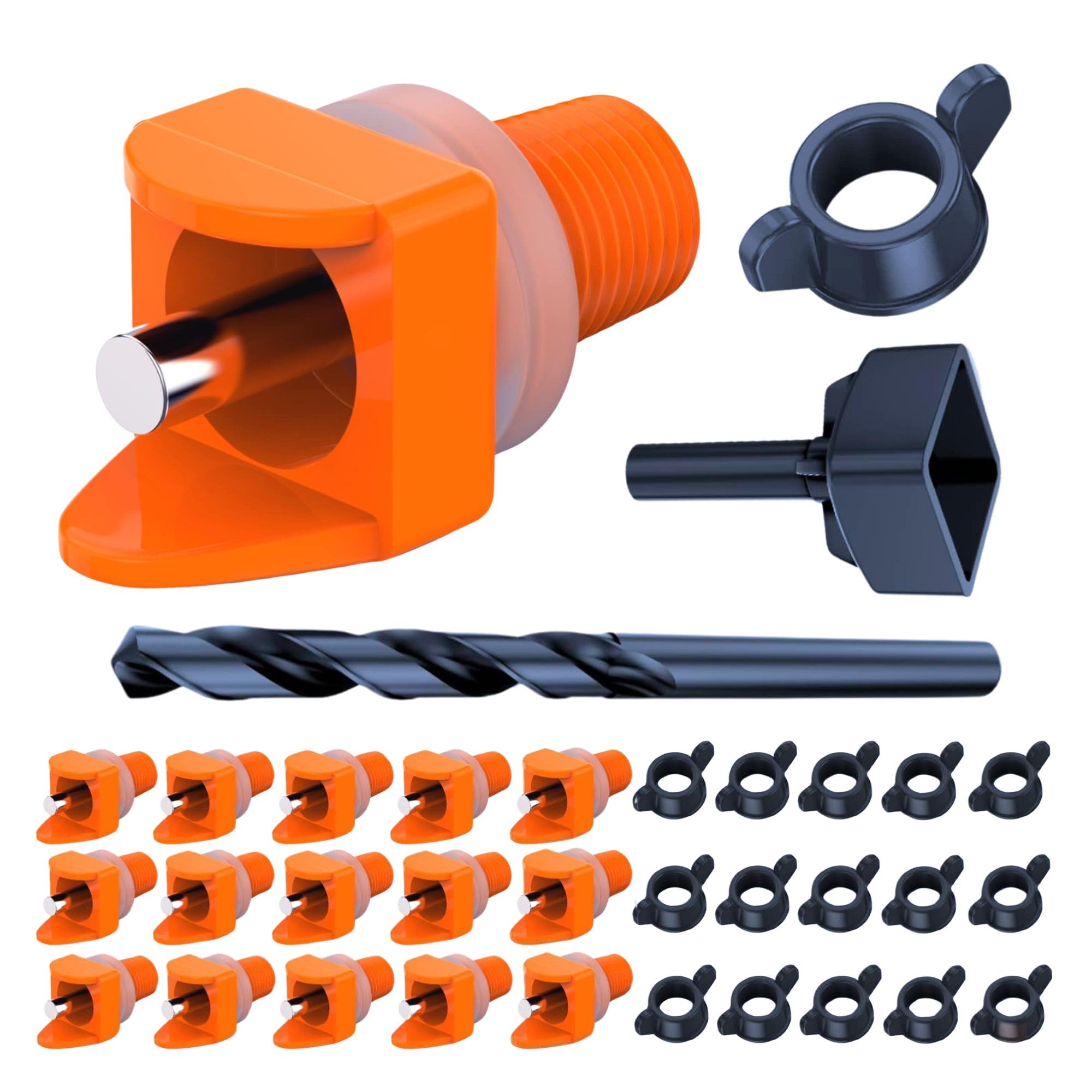 Lil'Clucker Pezones de riego horizontales de pollo, paquete de 15 bebederos de pezones de pollo con brocas, sistema automático de riego de pollo fácil de instalar, alimentador de agua de pollo sin