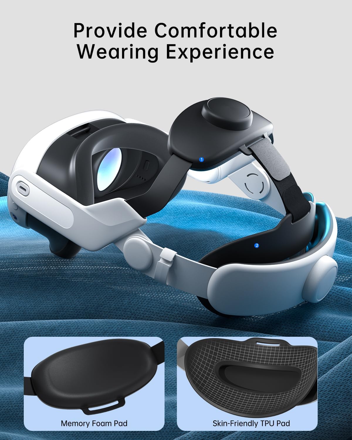 ZYBER - Correa universal para la cabeza para Meta Quest 3S/3, cómoda y ajustable, adecuada para todas las formas de cabeza, ideal para juegos, películas y fitness