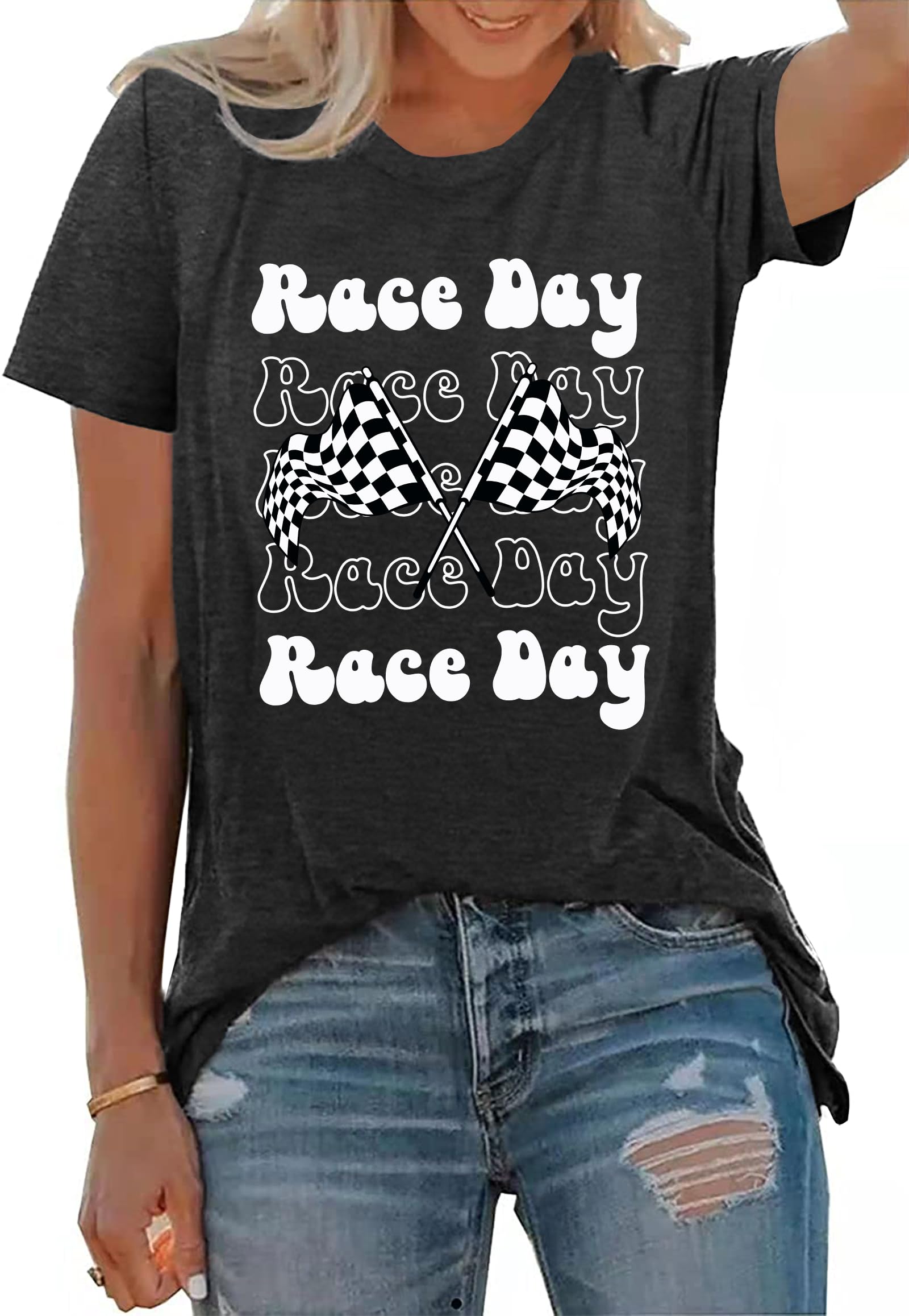 Snapklik.com : Racing Shirt For Women Checkered Flag Graphic Car Shirts ...
