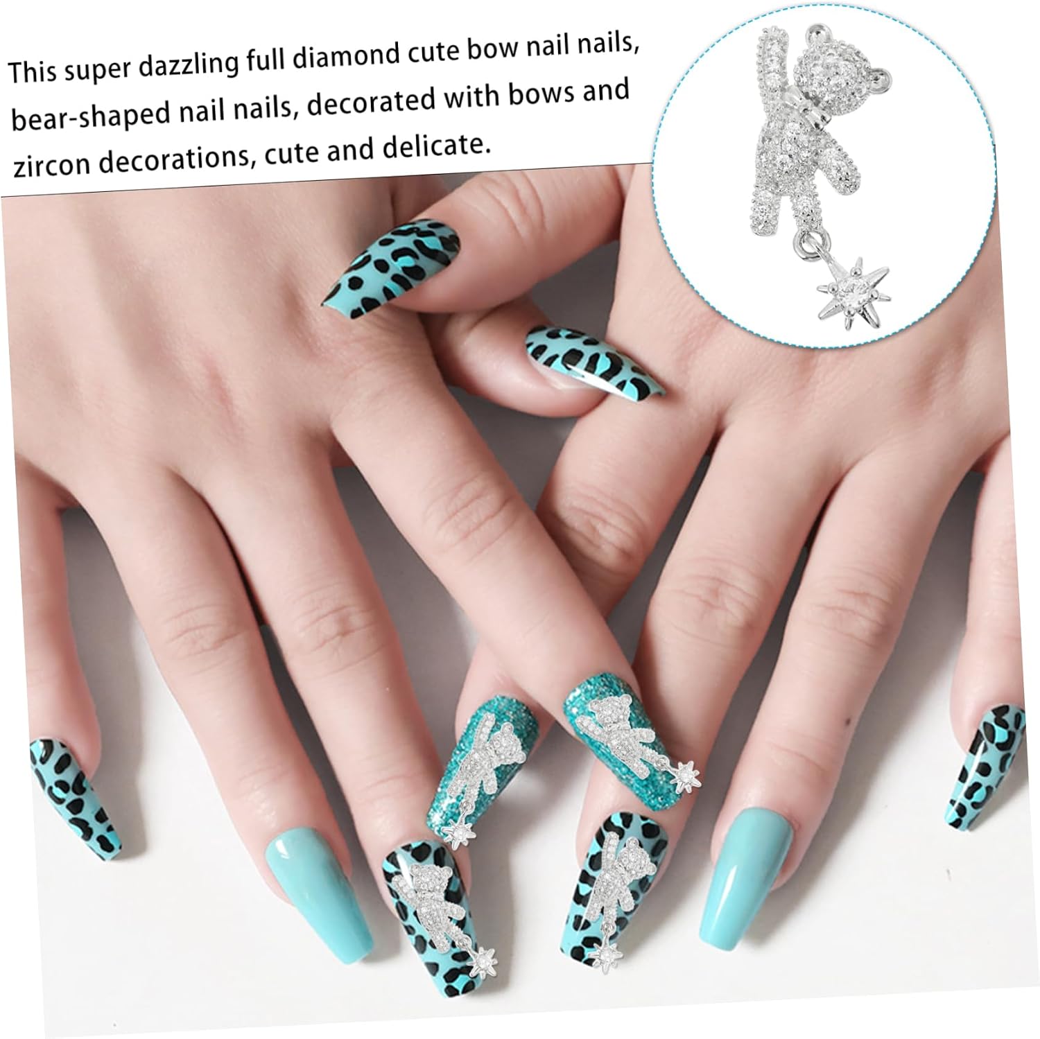 5pcs Nail Rhinestones Bow Charms Japanese Style Nail Art Studs Bear Shaped Decorations Alloy Charms for Ages