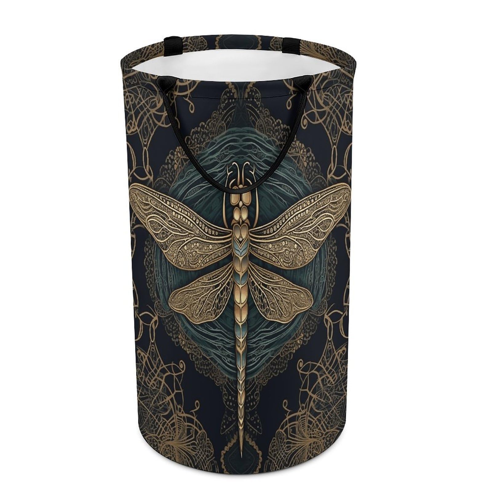 Dragonfly Laundry Basket with Handles Large Collapsible Laundry Bag Freestanding Waterproof Clothes Hamper Decor Storage of Dirty Clothe for Family Bathroom 86L