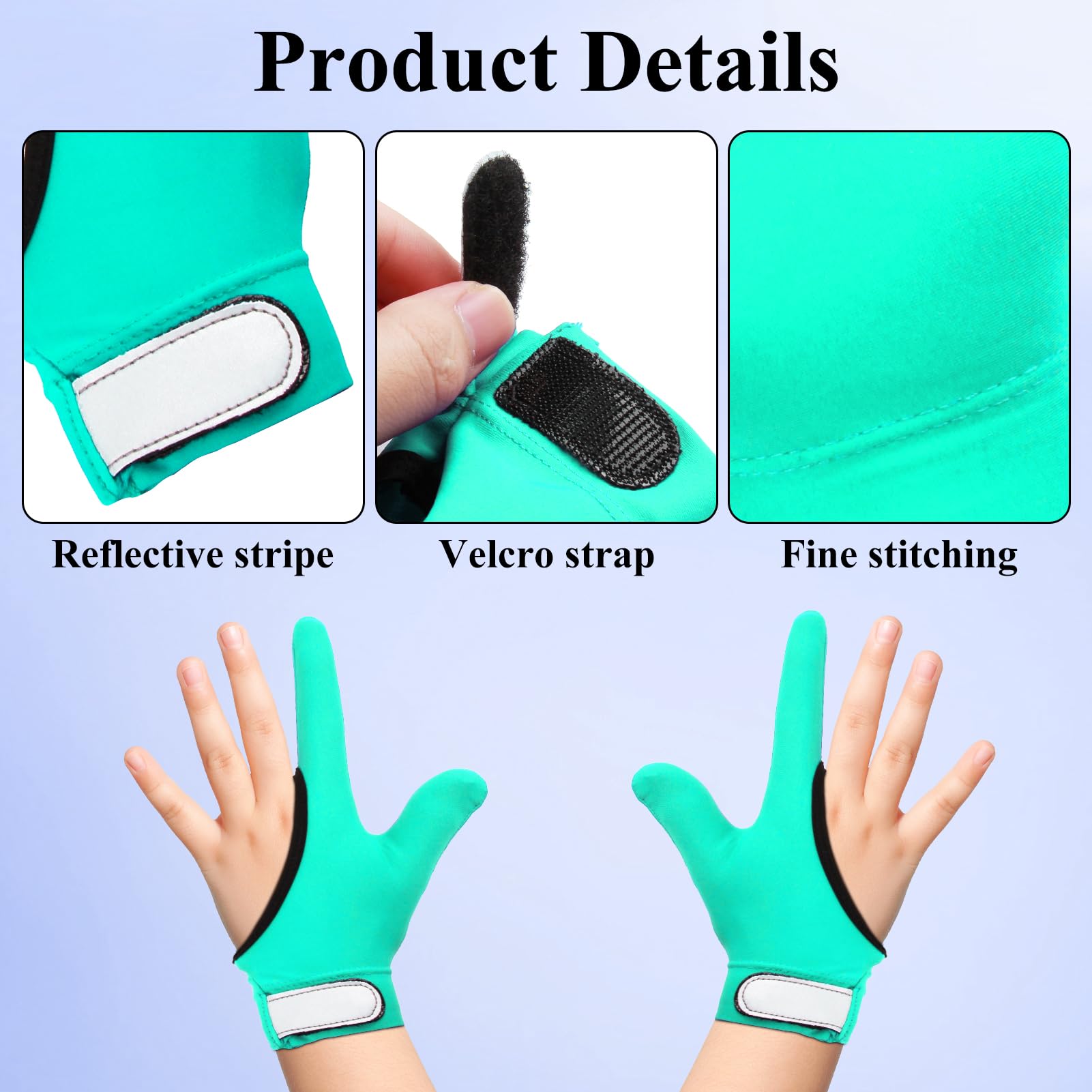 4 Pcs Thumb Sucking Guard Gloves,Kids Chewy Compression Glove,Kids Stop Thumb Sucking and Finger Biting for Ages 5-13 (Light Purple+Mint Green # 2) - Image 4