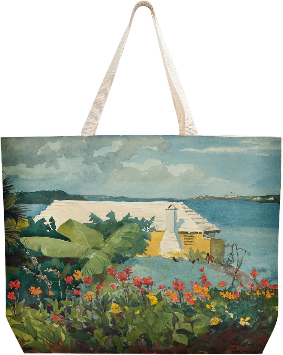 Printed tote Spacious zippered pocket Washable and compact