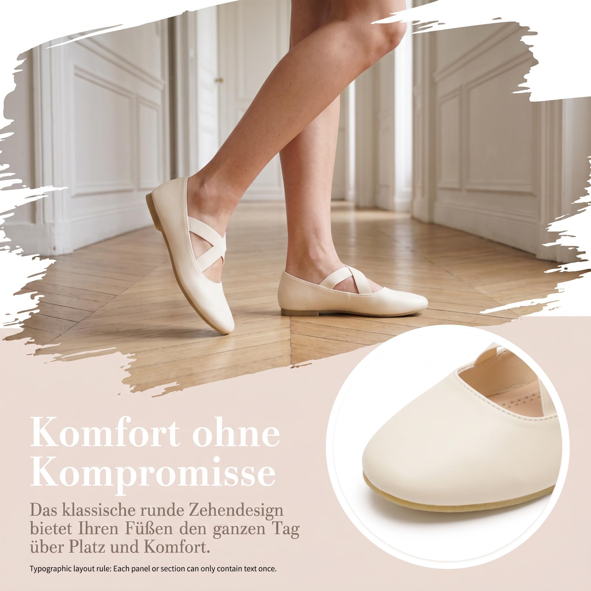 GLAMORA Ballerinas Damen, Riemchenballerinas mit Elastikriemen, Bequeme Mary Jane Ballerinas, Flache Ballettschuhe aus Kunstleder, Runde Spitze, Leichte Halbschuhe