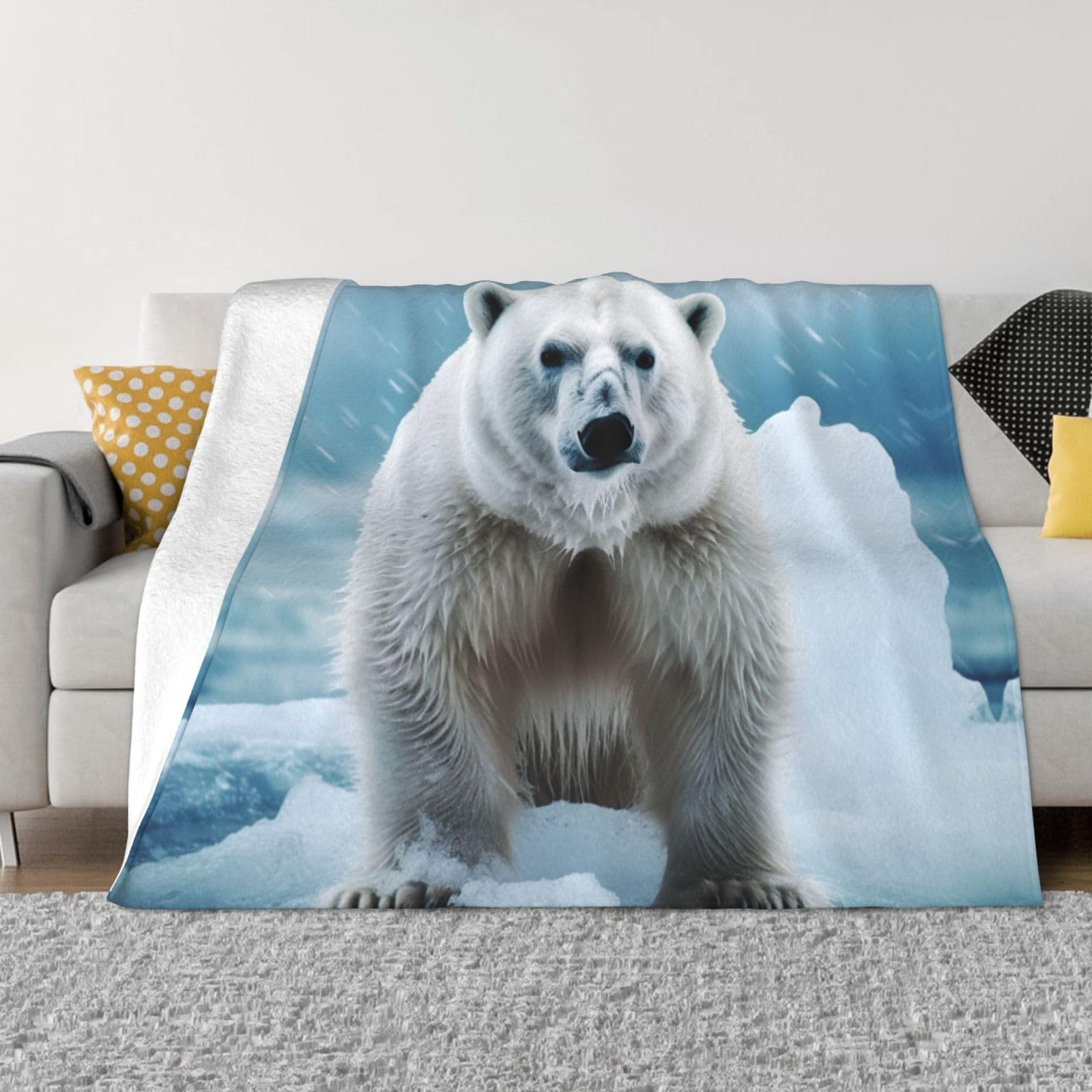 Plaid ours polaire blanc pour canapé et soirées cocooning de chambre