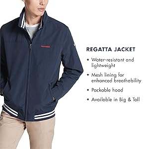 Tommy Hilfiger Men's Lightweight Waterproof Regatta Bomber Jacket