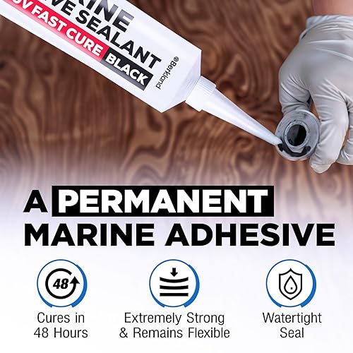 Miniatura 2 de 3 onzas Sellador adhesivo marino 5200 de curado rápido (negro) - Relleno de cuerpo de automóvil duradero y flexible - Unión y sellado permanente,
