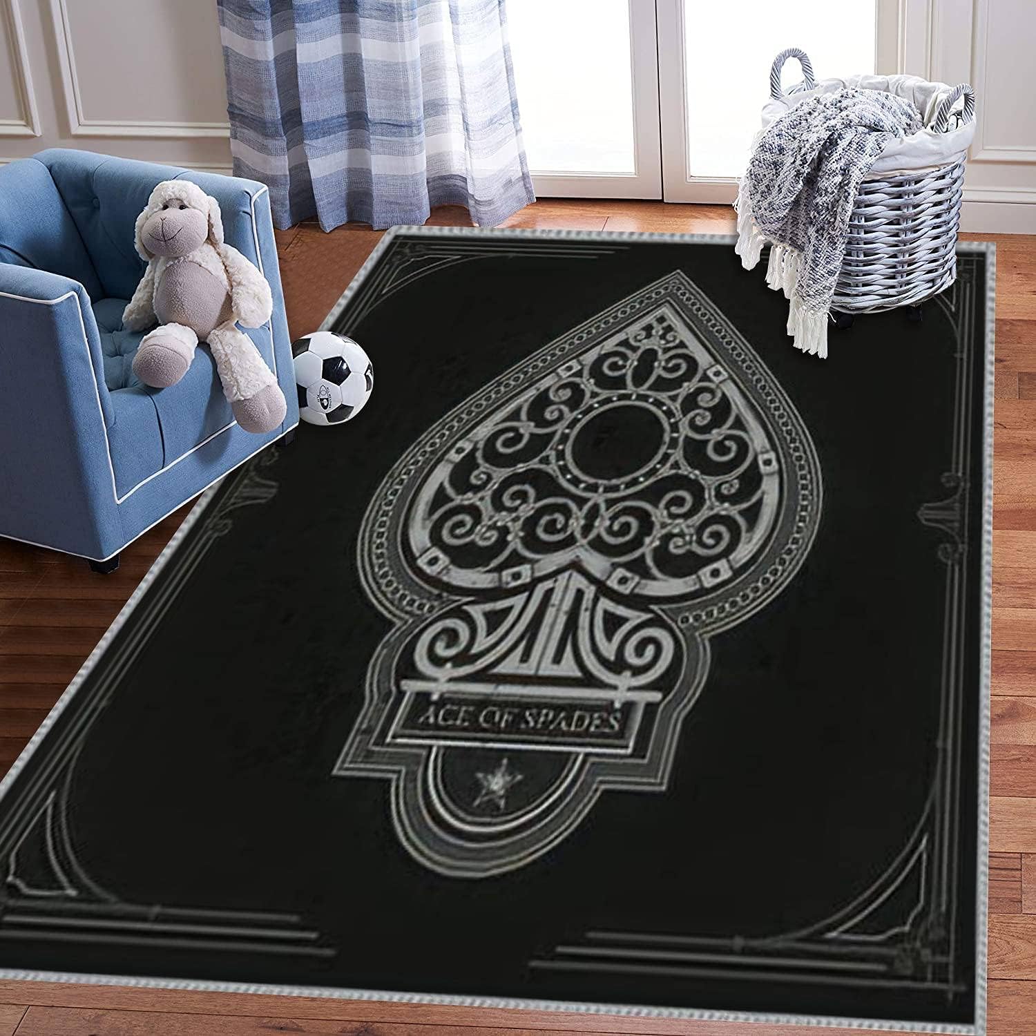 Amazon.com: Kids Play Area Rugs Ace of Spades with forging curl Pattern ...
