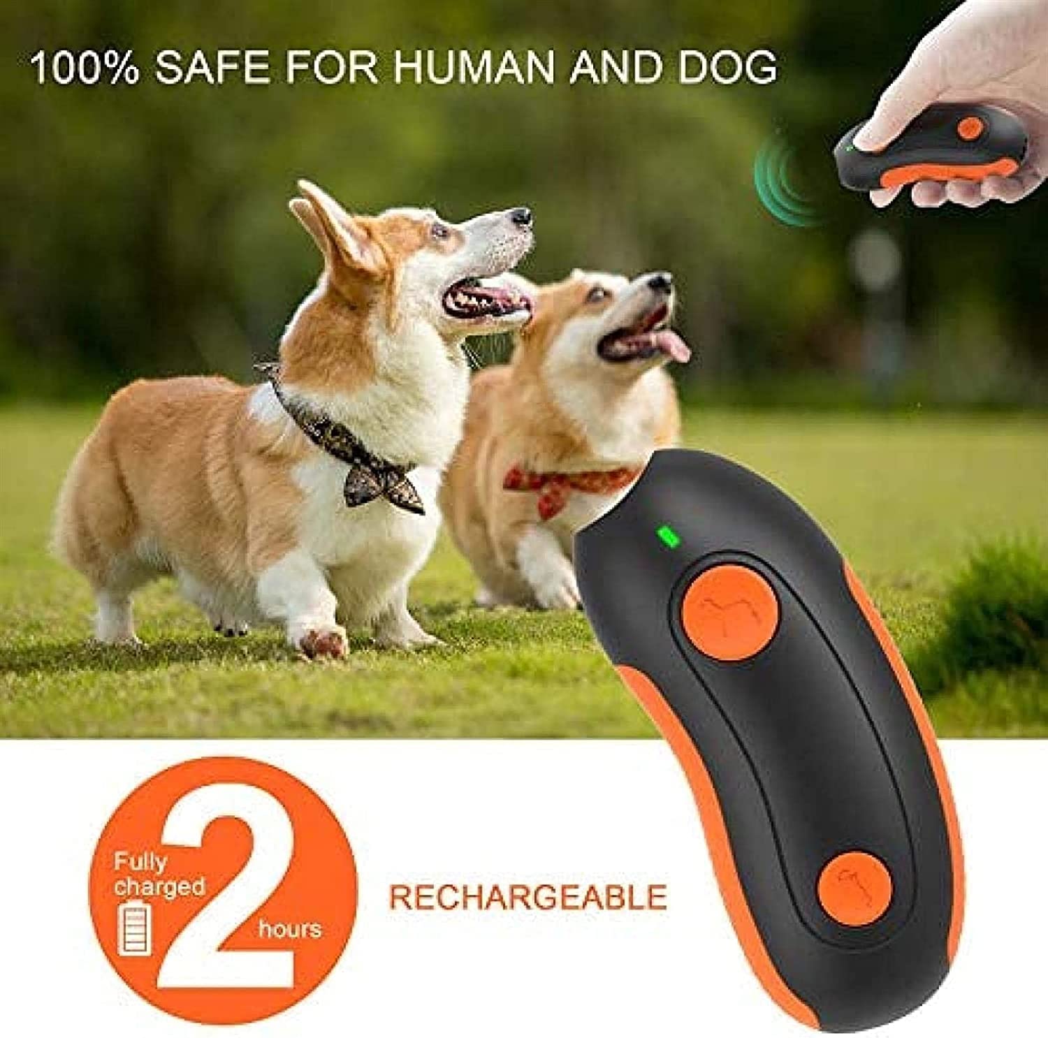 Disuasorio ultrasónico de ladridos de perros, dispositivo 2 en 1 for entrenamiento de perros y control de ladridos, dispositivo antiladridos, rango de control de 16.4 pies, interior y exterior