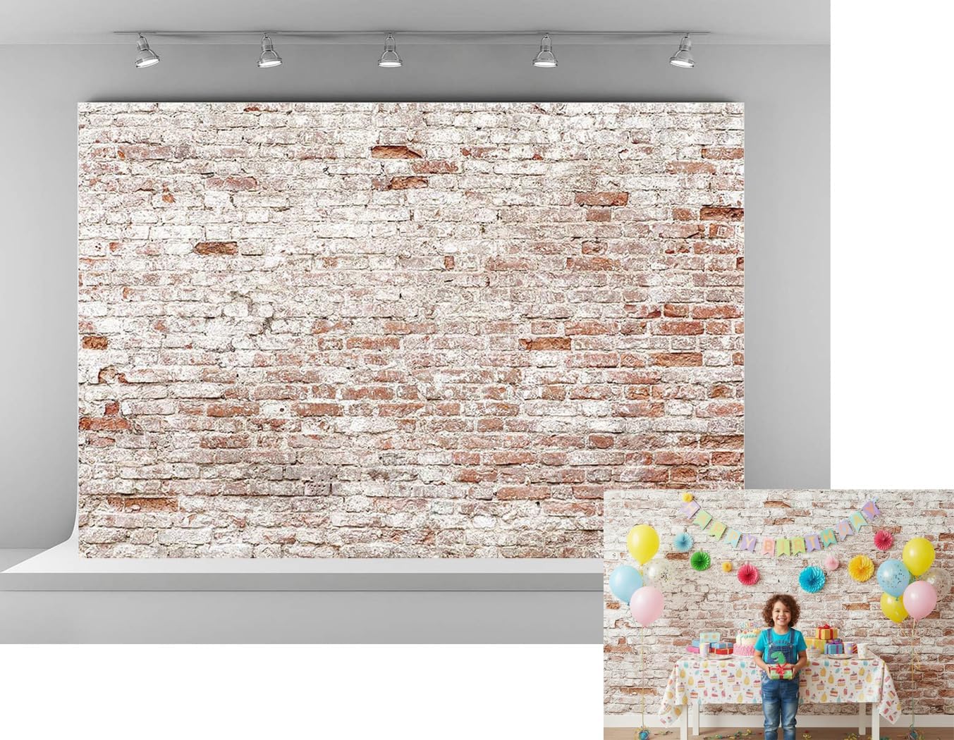 Fondo Fotográfico Kate 7x5ft Microfibra Pared Ladrillo