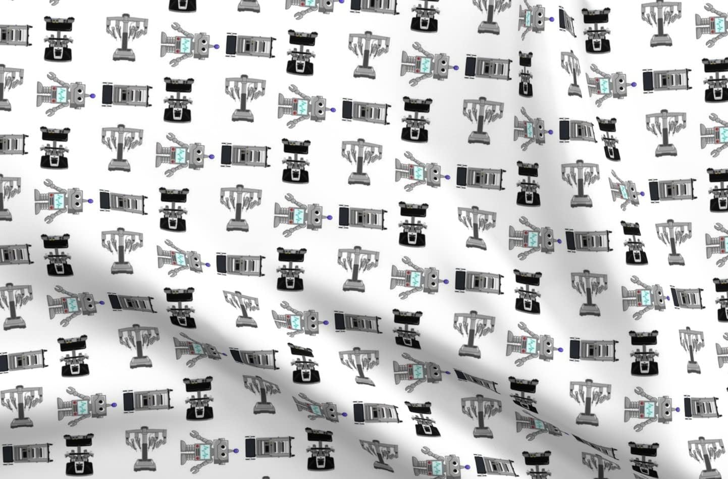 Spoonflower Fabric - Surgery Robots Large Print Robotic Intuitive Doctor Hospital Printed on Organic Cotton Sateen Fabric by The Yard - Sewing Quilting Apparel Home Decor