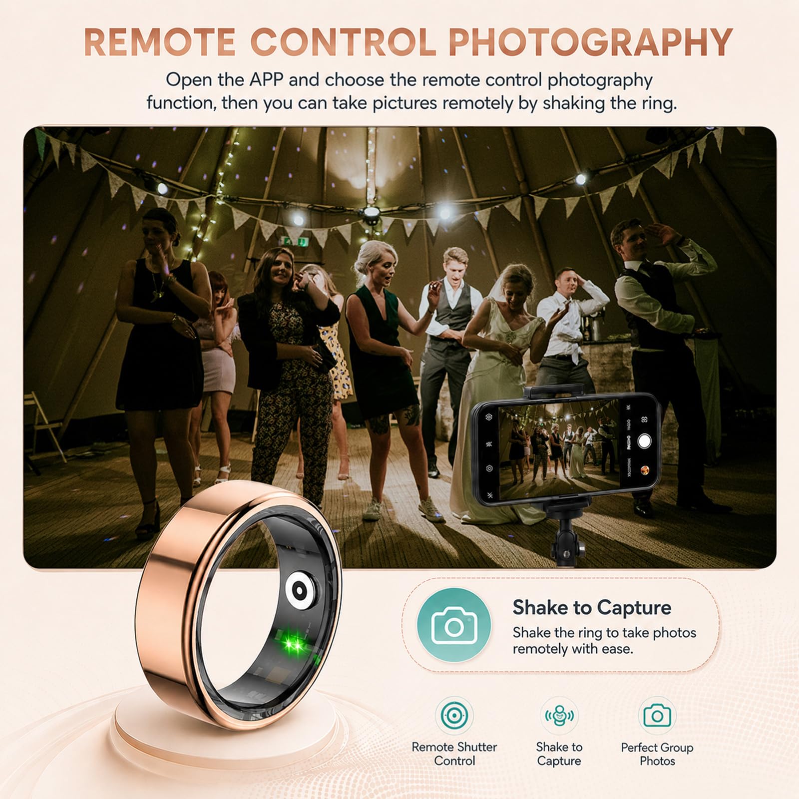 Anillo inteligente para mujeres y hombres, IP68 resistente al agua con monitor de frecuencia cardíaca, oxígeno en sangre y sueño, anillo de seguimiento de salud compatible con iOS y Android