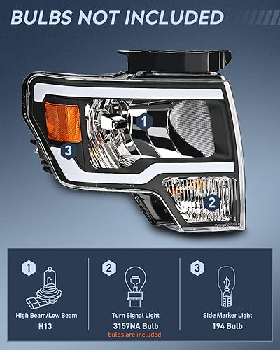 Miniatura 2 de Nilight Conjunto de faros delanteros para Ford F150 F-150 2009 2010 2011 2012 2013 2014, LED DRL, carcasa negra