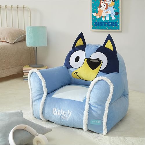 Miniatura 6 de Bluey Sofá Puf para Niños con Reposabrazos, Suave, Cómodo, Asiento Estructurado para Mayores de 3 Años, Silla de Descanso, Ligero y Acogedor, Ideal