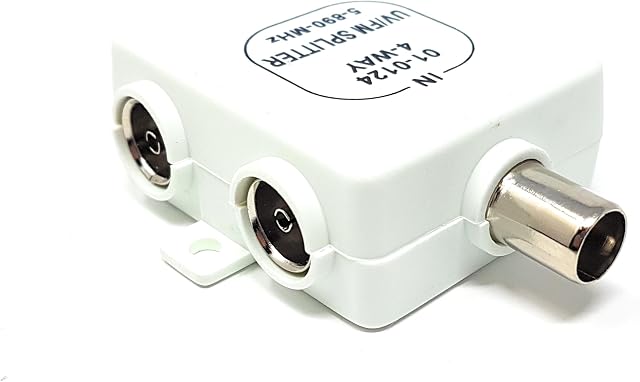 MainCore 1 Input to 4 Output RF Splitter for Freeview TV UV FM VHF Aerial SKY boxes.