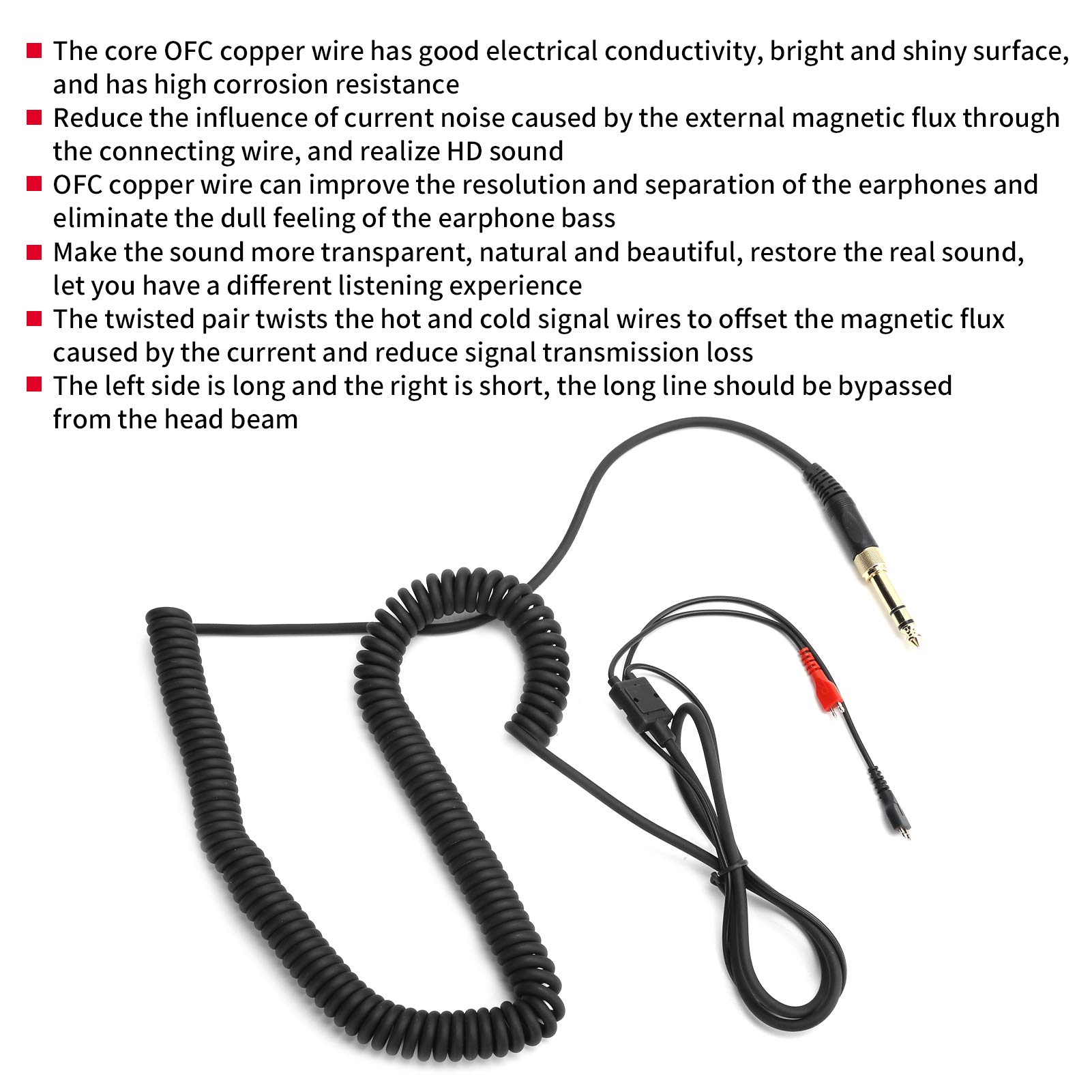 Cavo A Spirale Per Cuffie Sennheiser – 2m Estensibile Fino A 6m, Jack 3,5 E 6,3 Mm, Per HD 25, HD 222, HD 224, HD 230, HD 250