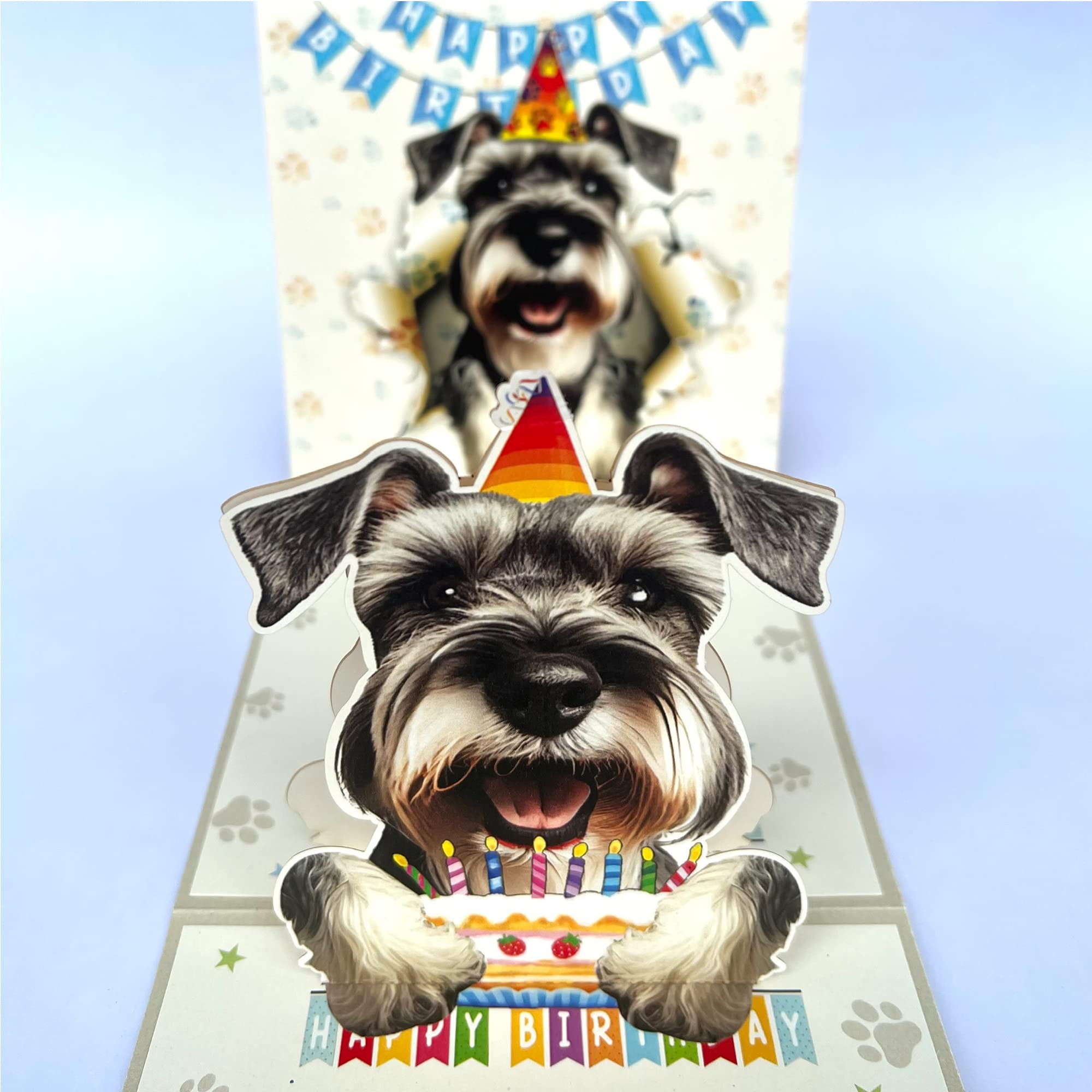 Amazon | Crazytops Schnauzer Dog 3D 誕生日 面白い ポップアップ