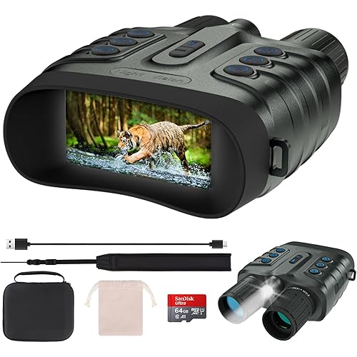 Night Vision Goggles,4K Full-Color Night Vision Binoculars for Adults with 3" HD Screen, 10000mAh Battery & 1968FT Night Vision Range,64GB Card,850nm Infrared,8X Zoom, Ideal for Camping & Hiking