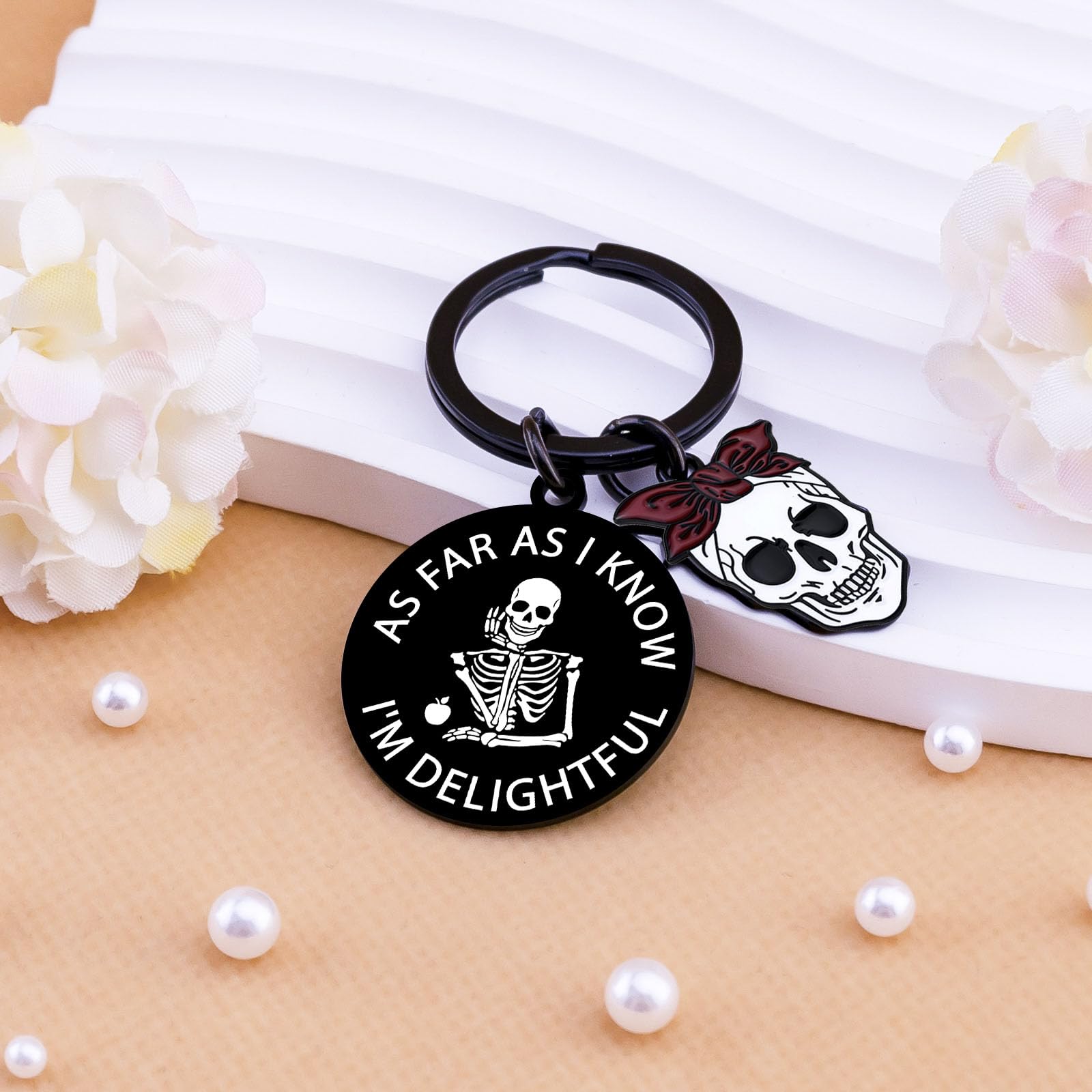 Goth Gifts for Women Gothic Keychain Skull Keychain for Teens Witchy Gifts for Women Skeleton Keychains Spooky Basket Stuffers Horror Gift for Friend Funny Halloween Keychains