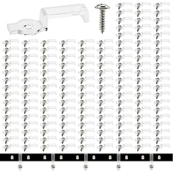 VooGenzek Pack of 150 10 mm Strip Mounting Clips LED Strip Holder Light Mounting Bracket Fixing with Screws for 10 mm Waterproof LED Strip Transparent