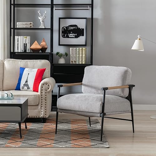 Miniatura 8 de Ya-Home Silla Decorativa de Mediados del Siglo, Silla Suave de Chenilla con Patas de Metal Negro, Silla Tapizada de Ocio para Sala de Estar