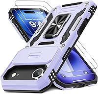 Vista 10 de DEERLAMN Funda para iPhone Air de 6.5 pulgadas con cubierta deslizante para cámara + protector de pantalla (2 paquetes), soporte de anillo giratorio