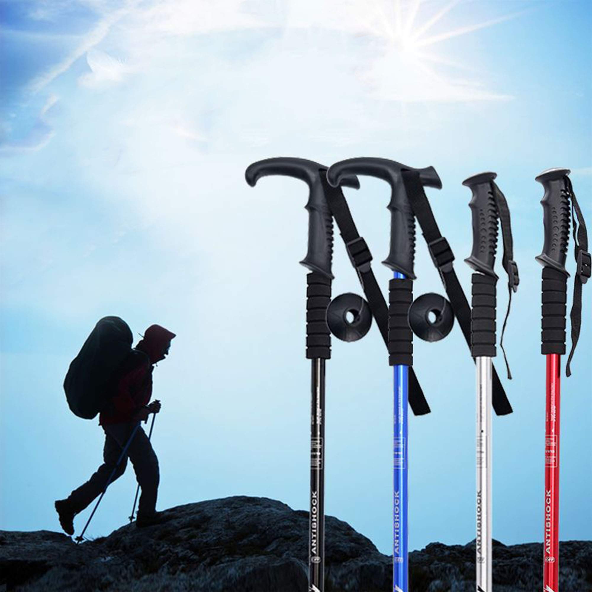 Externer Quick Lock Trekkingstock - 1 Paar Ultraleichter Wanderstock Nordic Walking Stick Crutch