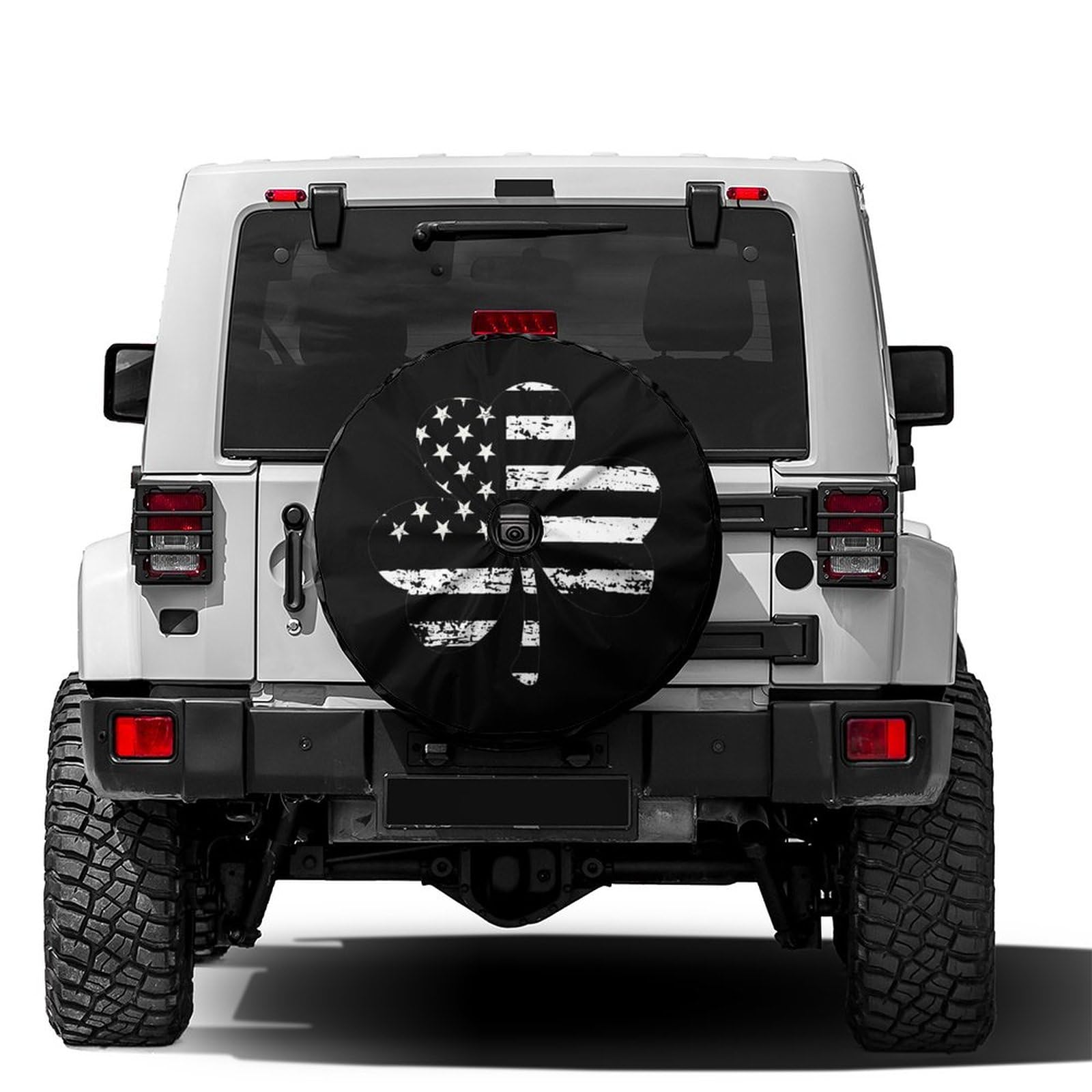 Foruidea Irish American Flag Vintage Spare Tire Cover with Backup Camera Hole Wheel Tire Cover Fit Trailer, RV, SUV and Many Vehicle 17inch