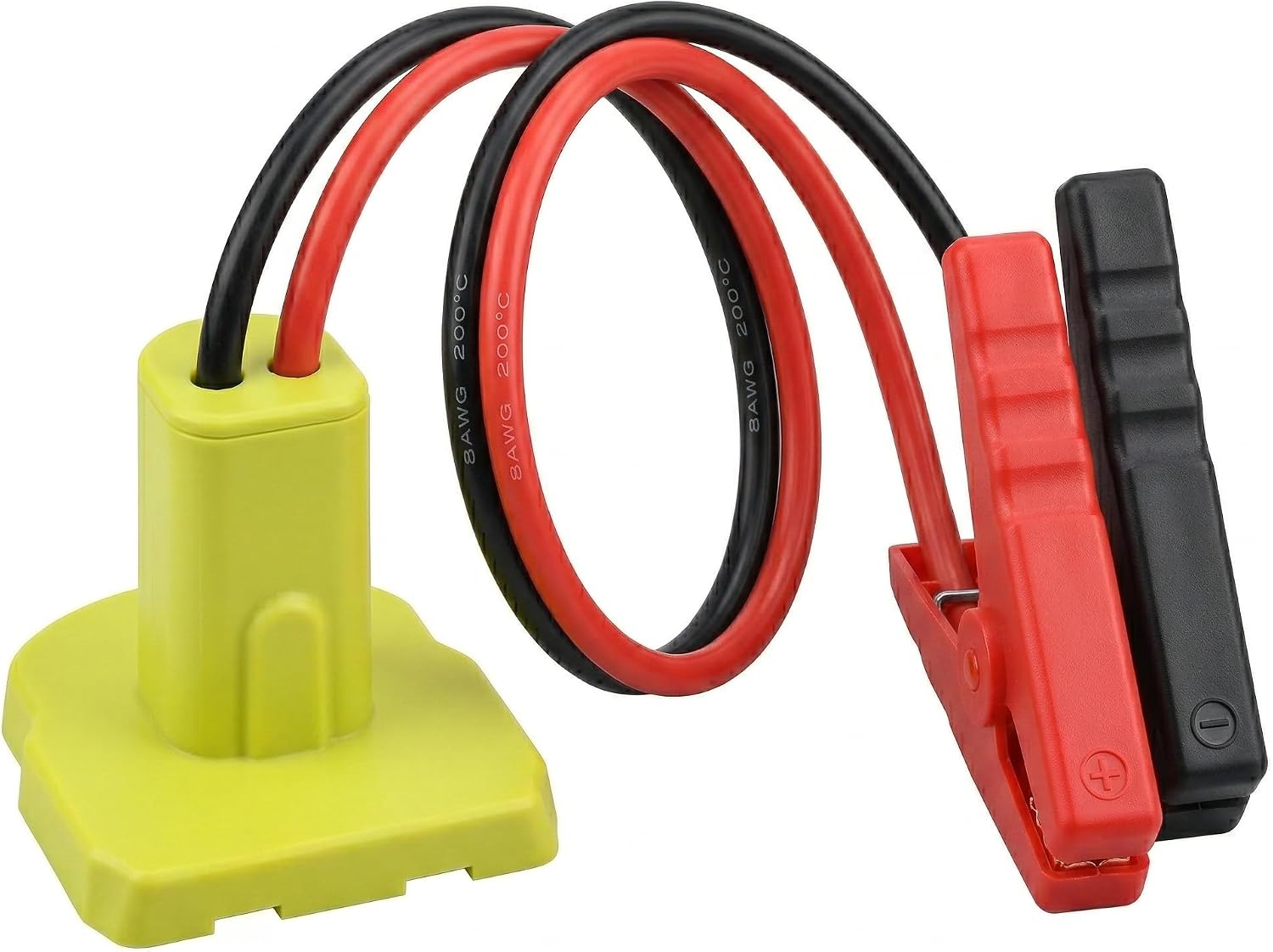 8AWG Jumper Cables Adapter for Ryobi 18V Battery, 2FT Portable Car Jump Starter Booster Cables for 12V Vehicles, Truck, SUV, Lawn Mower (Battery Not Included)